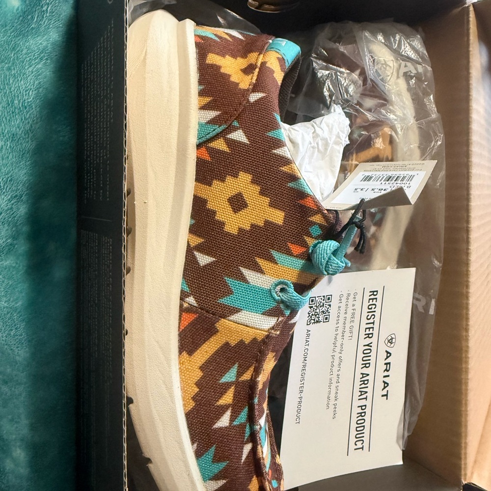 Brand New Ariat Brown Aztec Print Women’s Casual Shoes - Brown & Turquoise